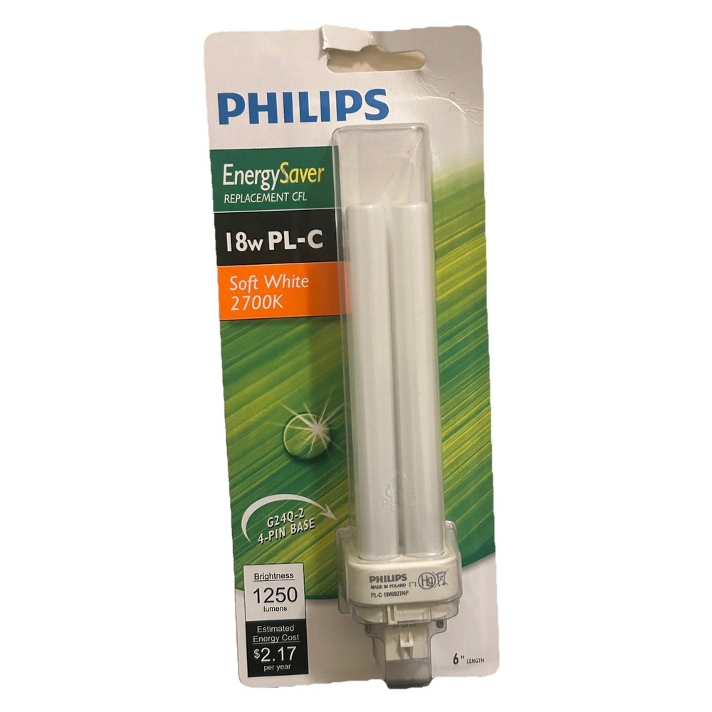 Philips 2 Essential Energy‎ Saver18W  G24Q-2  4-PIN BASE SOFT  White 2700V Bulb